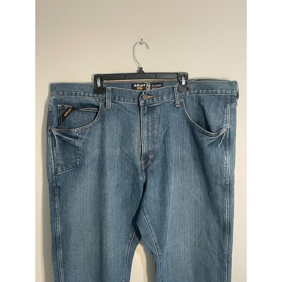Ariat Rebar M4 Relaxed Boot Cut Jeans Men's Big & Tall Size 42x30 Blue Cotton - Picture 2 of 11